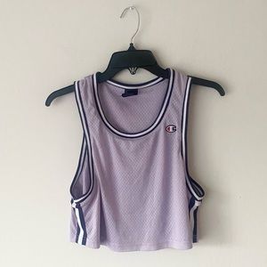 Champion cropped tank jersey, lavender, size XS